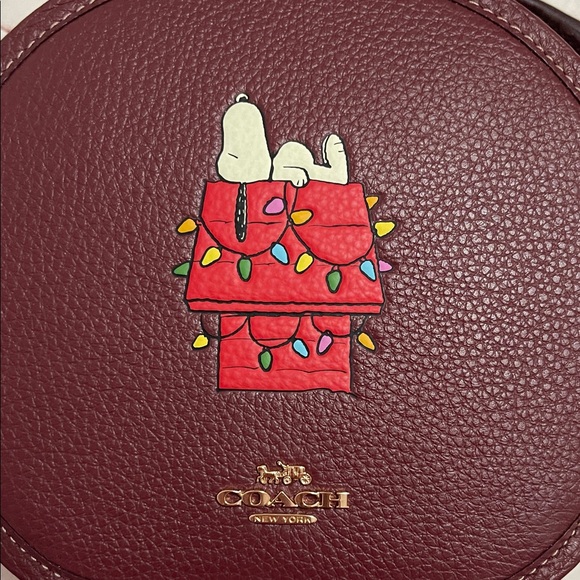 Coach Maroon Crossbody Bag with Snoopy Graphic - Picture 3 of 14